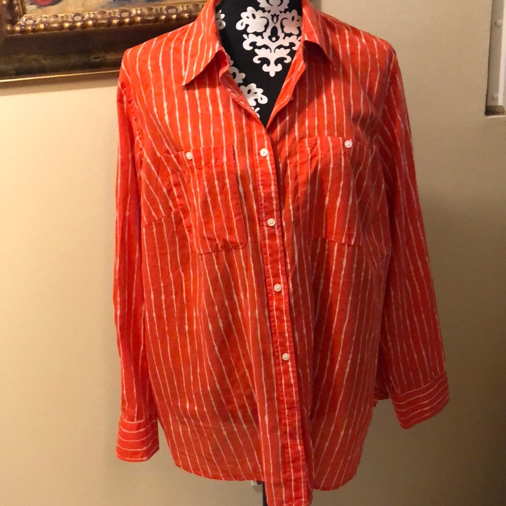 ❤️ Lauren Ralph Lauren Lightweight cotton roll-up button down long sleeve blouse
